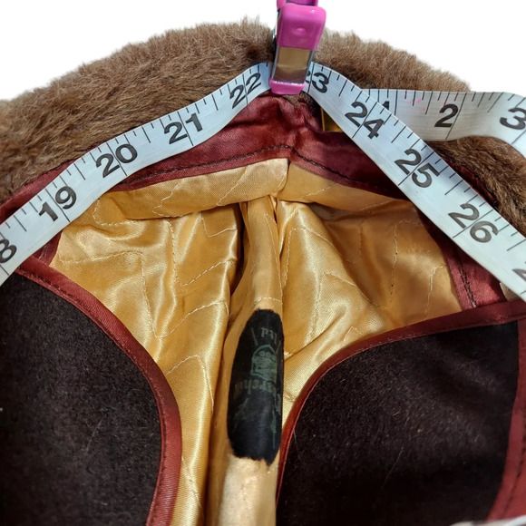 Churchill Ltd Vintage Brown Corduroy Fur Envoy Cap with convertible ear flaps - Picture 11 of 15